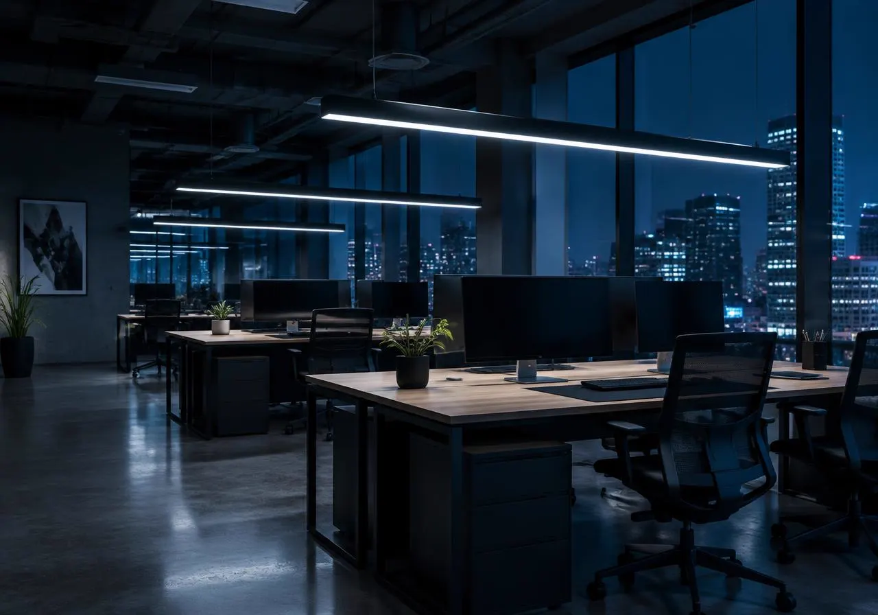LED függesztett lámpák irodában